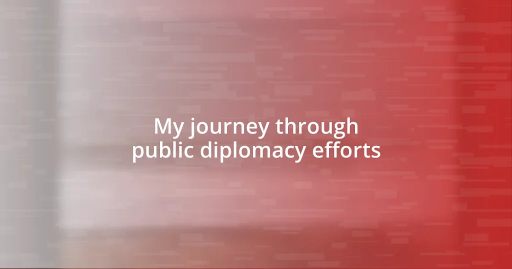 My journey through public diplomacy efforts