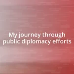 My journey through public diplomacy efforts