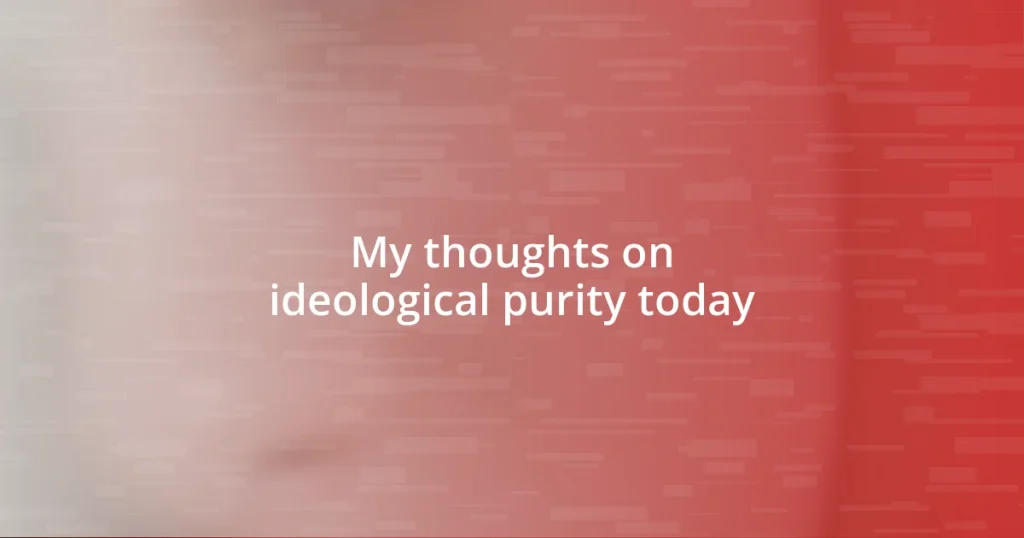 My thoughts on ideological purity today