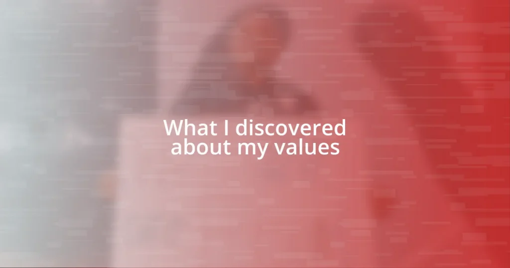 What I discovered about my values