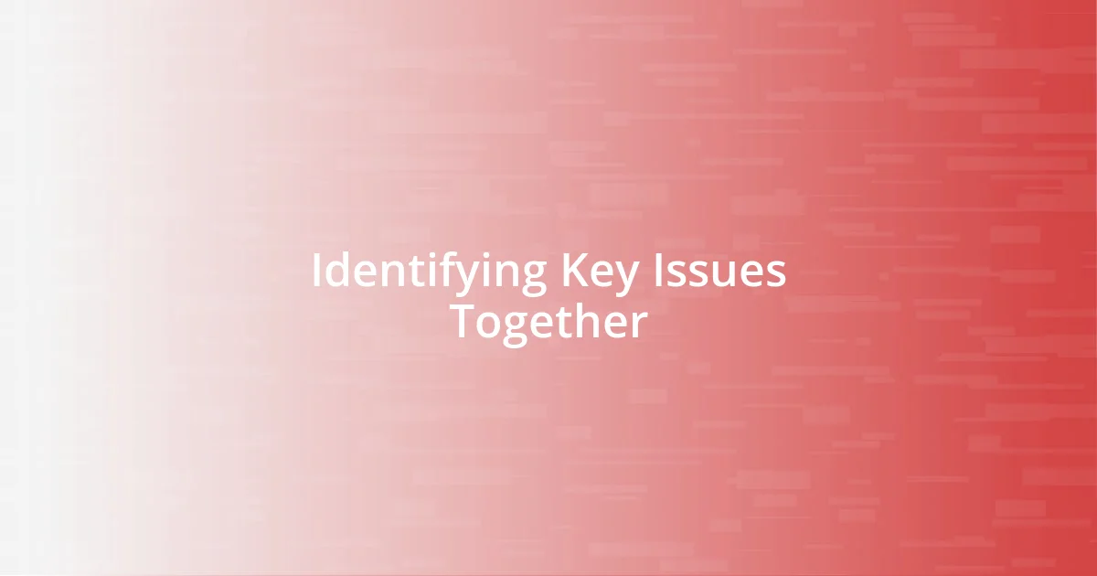 Identifying Key Issues Together