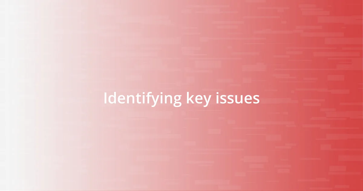 Identifying key issues