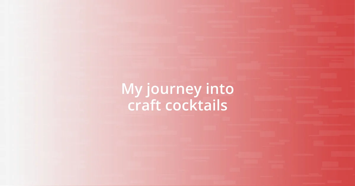 My journey into craft cocktails