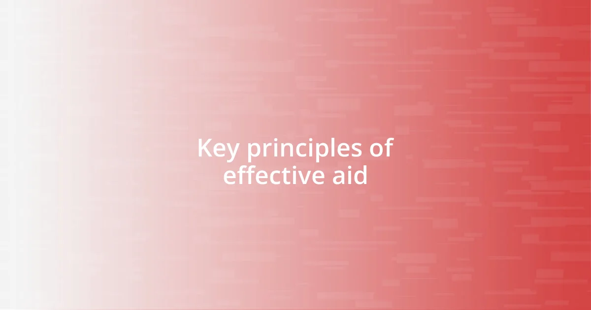 Key principles of effective aid