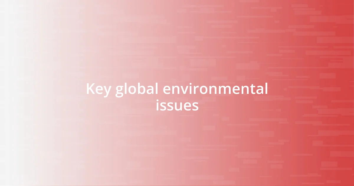 Key global environmental issues