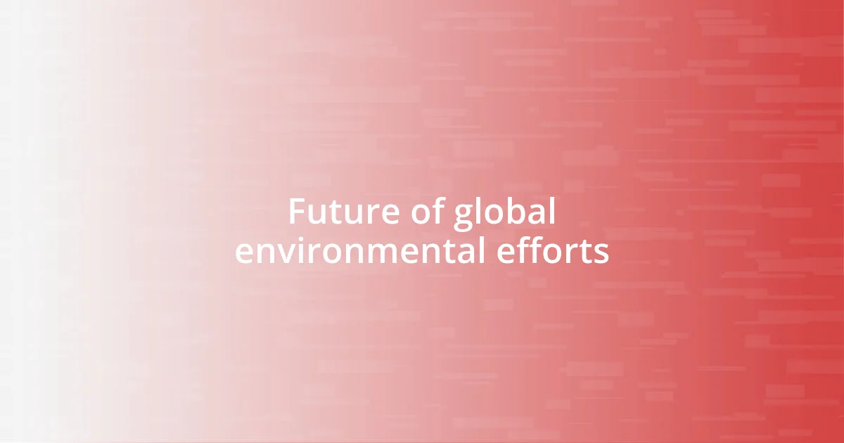 Future of global environmental efforts